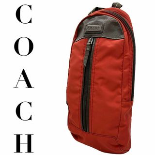 コーチ(COACH)のCOACH コーチ　s60 ナイロン　ボディーバッグ　F70692 オレンジ(ウエストポーチ)