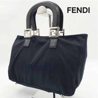 フェンディ(FENDI)の【ほぼ未使用】FENDI フェンディ ズッカ  ハンドバッグ ポーチ付 ブラック(ハンドバッグ)