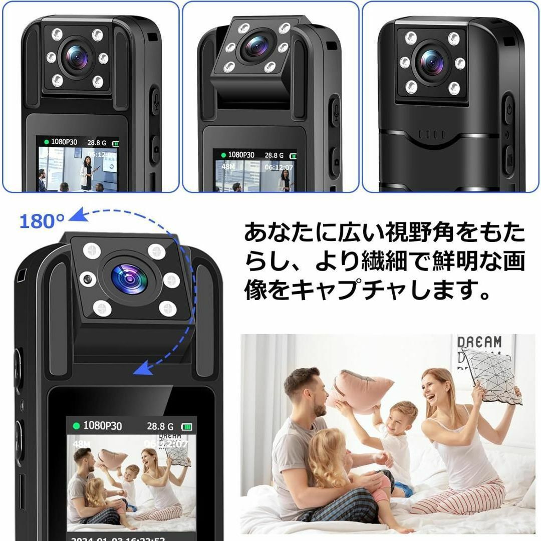 ミニ 小型カメラ ZHTNC 1.3Inch カラースクリーン ボディカメラ ウ スマホ/家電/カメラのスマホアクセサリー(Androidケース)の商品写真