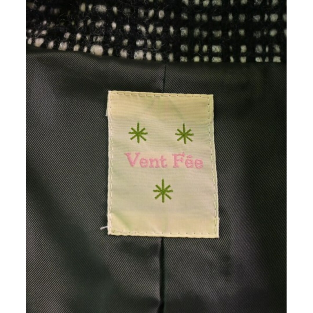 Vent Fee ヴァンフェ チェスターコート -(M位) 黒x白 【古着】【中古】 レディースのジャケット/アウター(チェスターコート)の商品写真