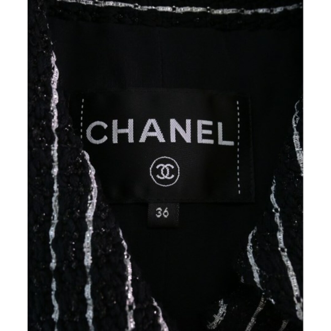 CHANEL(シャネル)のCHANEL ジャケット（その他） 36(XS位) 黒xシルバー(ボーダー) 【古着】【中古】 レディースのジャケット/アウター(その他)の商品写真