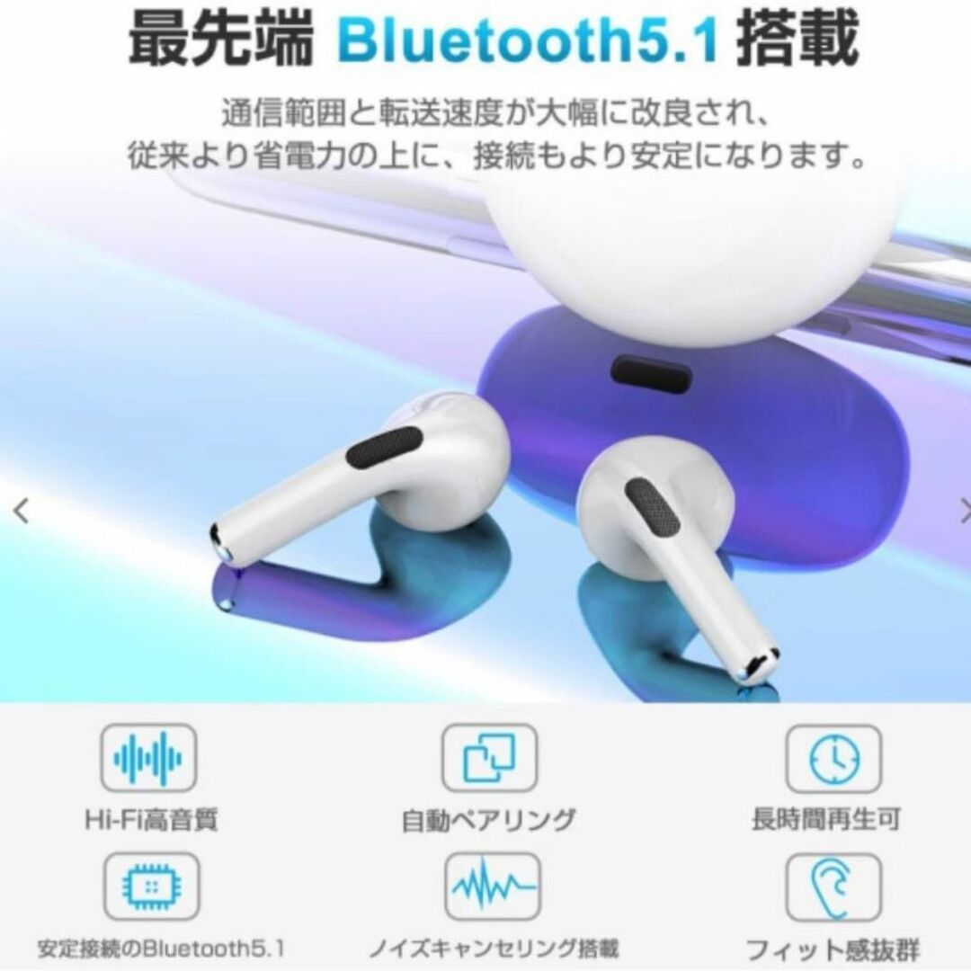 最強コスパAirPro6 Bluetoothワイヤレスイヤホン ブラック 箱付き スマホ/家電/カメラのオーディオ機器(ヘッドフォン/イヤフォン)の商品写真