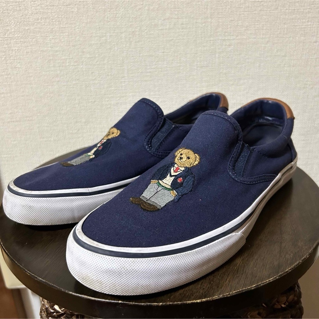 POLO RALPH LAUREN(ポロラルフローレン)の25.5cm前後の方に！ ちょい訳ありポロベアスリッポン ネイビーインソール無し レディースの靴/シューズ(スリッポン/モカシン)の商品写真