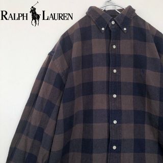 Ralph Lauren - RALPH LAUREN 90s ポニーロゴ刺繍  　ブロックチェックシャツ