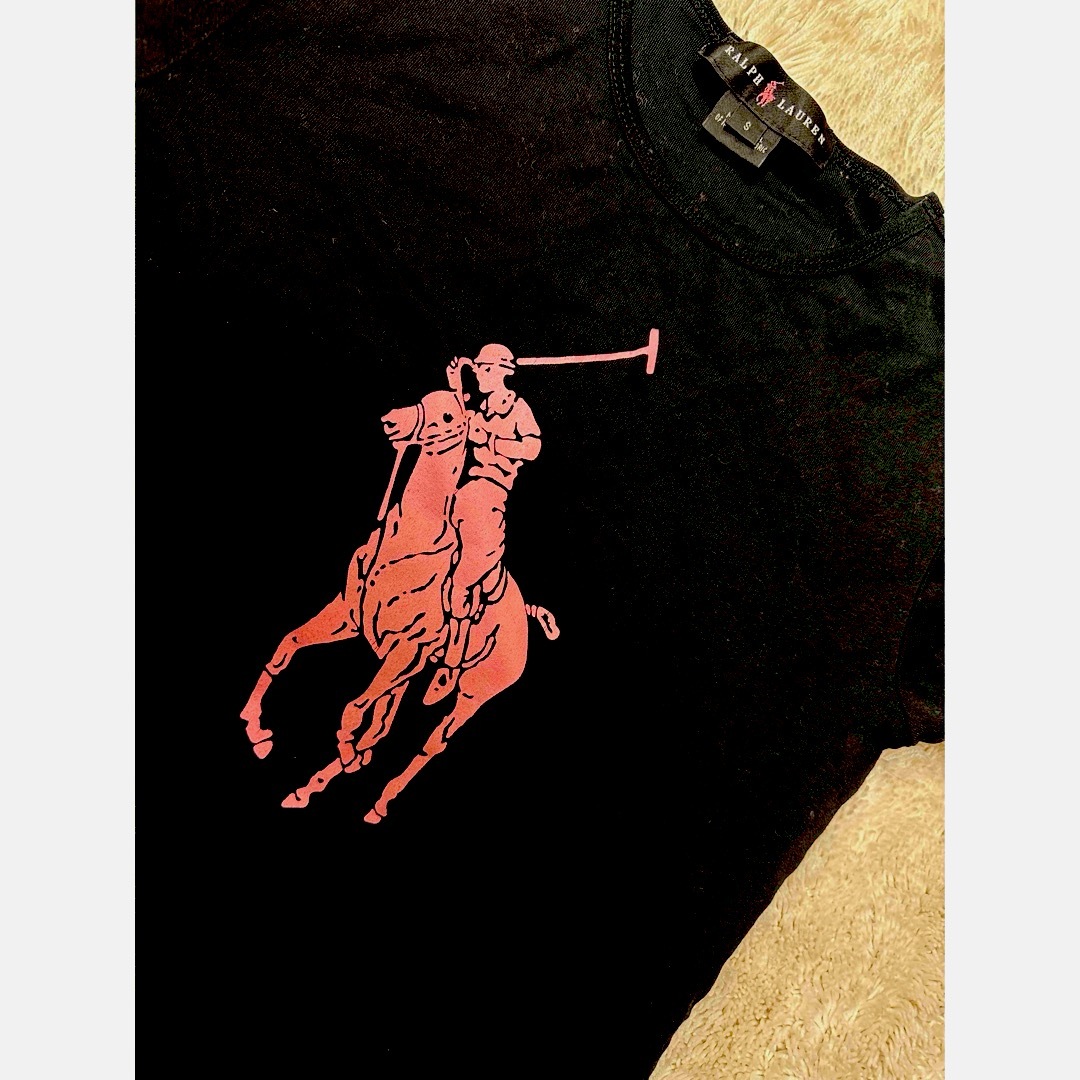 POLO RALPH LAUREN(ポロラルフローレン)の3万 ラルフローレン ビックポニー ピンク 黒 Tシャツ S 7号 完売 レディースのトップス(Tシャツ(半袖/袖なし))の商品写真