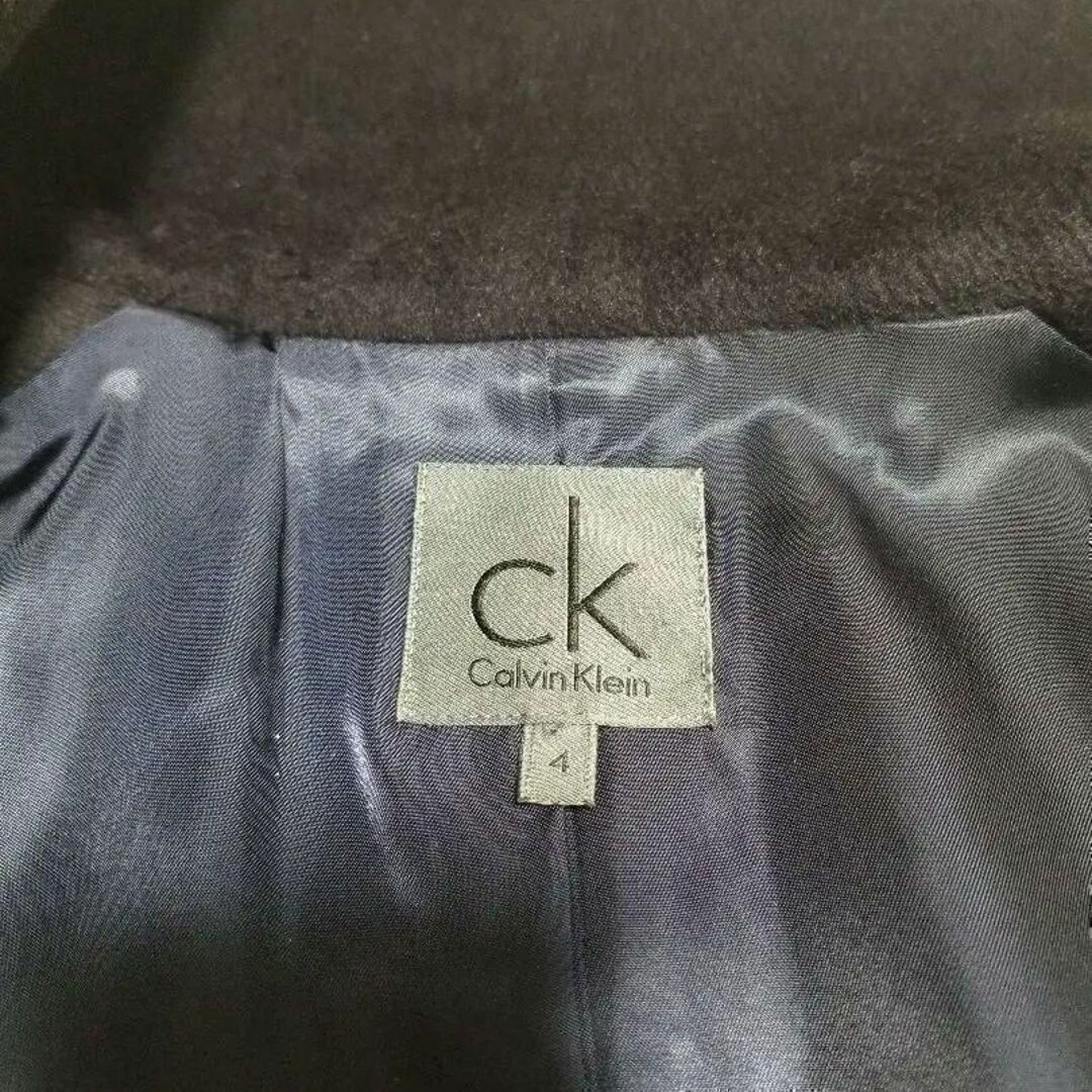 Calvin Klein(カルバンクライン)のカルバンクライン　女優襟　アンゴラコート　チェスター　ベルテッドロングコート レディースのジャケット/アウター(ロングコート)の商品写真