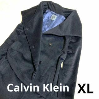 カルバンクライン(Calvin Klein)のカルバンクライン　女優襟　アンゴラコート　チェスター　ベルテッドロングコート(ロングコート)