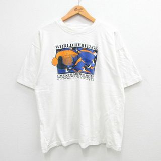 XL★古着 半袖 ビンテージ Tシャツ メンズ 00年代 00s グレートバリアリーフ 魚 コットン クルーネック 白 ホワイト 【spe】 24mar26 中古(Tシャツ/カットソー(半袖/袖なし))