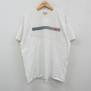 ナイキ(NIKE)のXL★古着 ナイキ NIKE 半袖 ビンテージ Tシャツ メンズ 00年代 00s コットン クルーネック 白 ホワイト 24mar26 中古(Tシャツ/カットソー(半袖/袖なし))