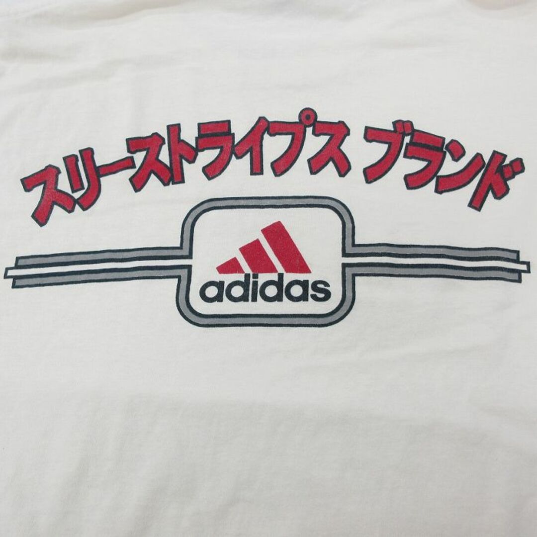 adidas(アディダス)のXL★古着 アディダス adidas 半袖 ビンテージ Tシャツ メンズ 90年代 90s スリーストライプ コットンクルーネック 白 ホワイト 【spe】 24mar26 中古 メンズのトップス(Tシャツ/カットソー(半袖/袖なし))の商品写真