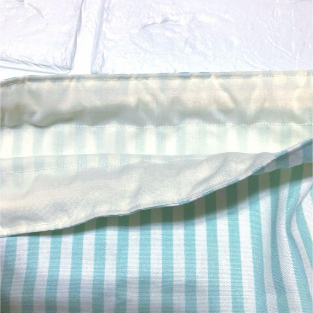 ミントグリーン　パステルグリーン　ストライプ 　巾着袋　ハンドメイド ハンドメイドのキッズ/ベビー(外出用品)の商品写真