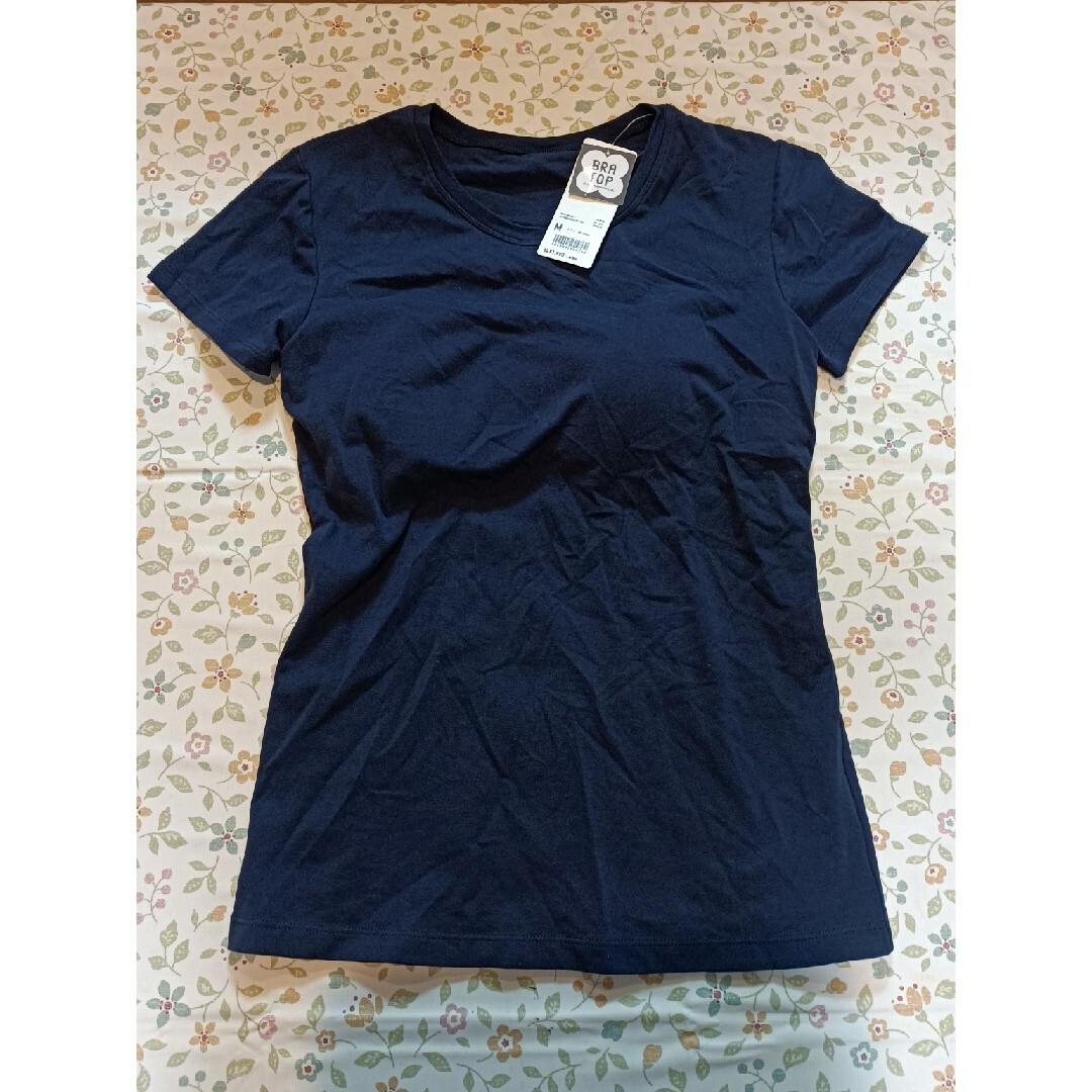 UNIQLO(ユニクロ)のユニクロ　ブラクルーネックT　ネイビー レディースのトップス(Tシャツ(半袖/袖なし))の商品写真