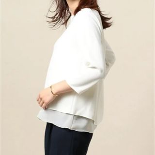 BEAUTY&YOUTH UNITED ARROWS - 【美品】ビューティ＆ユース  ダブルクロスレイヤードブラウス 8分袖