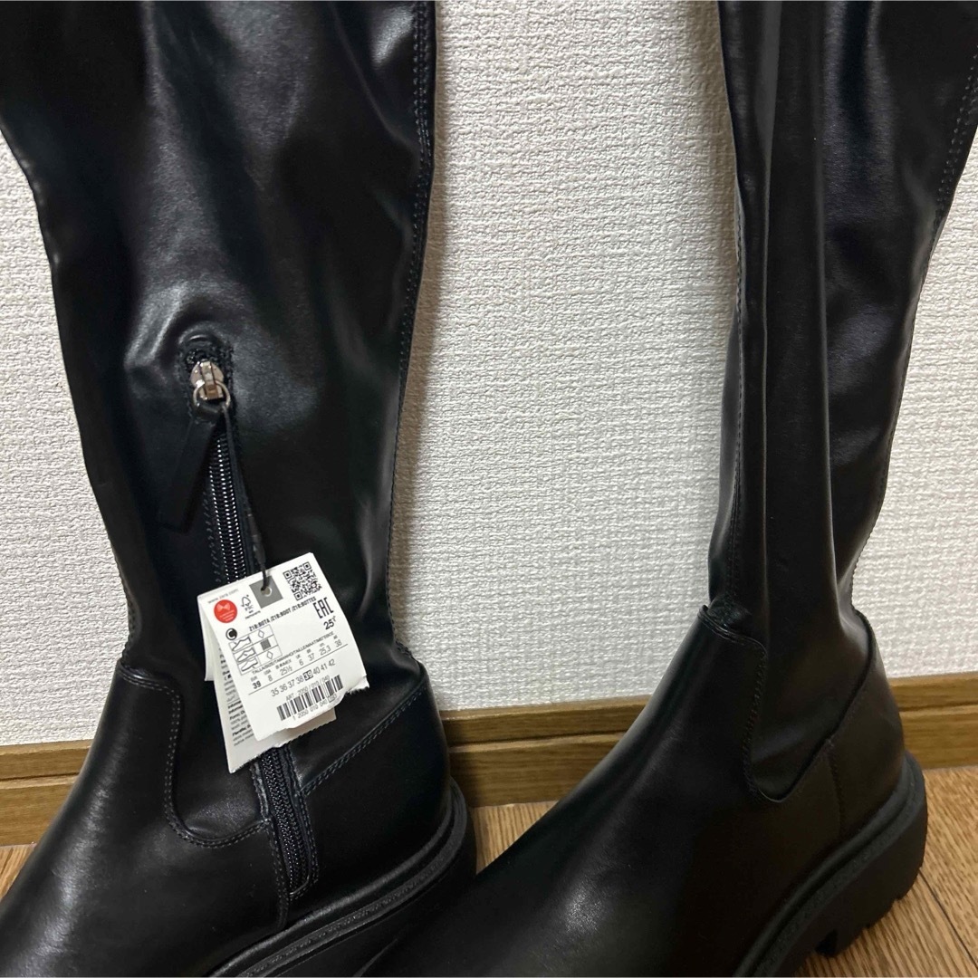 ZARA(ザラ)のZARA ザラ トラックソール ニーハイブーツ 39 25.5cm レディースの靴/シューズ(ブーツ)の商品写真