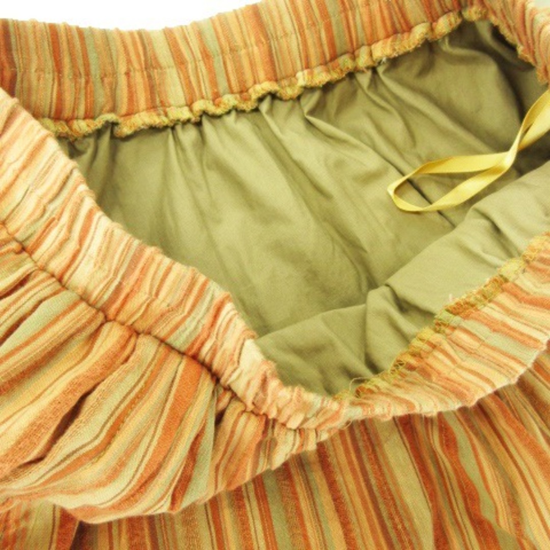 BODYLINE(ボディライン)のボディーライン スカート フレア リボン ロリータ ストライプ M オレンジ レディースのスカート(ひざ丈スカート)の商品写真