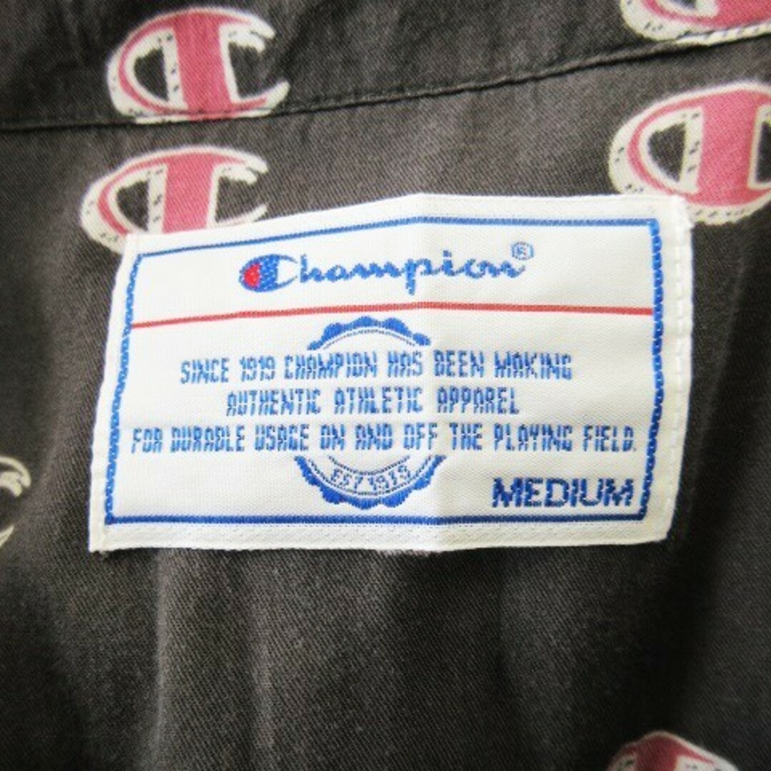 Champion(チャンピオン)のチャンピオン シャツ アロハ オープンカラー 半袖 ロゴ ドット M グレー メンズのトップス(シャツ)の商品写真