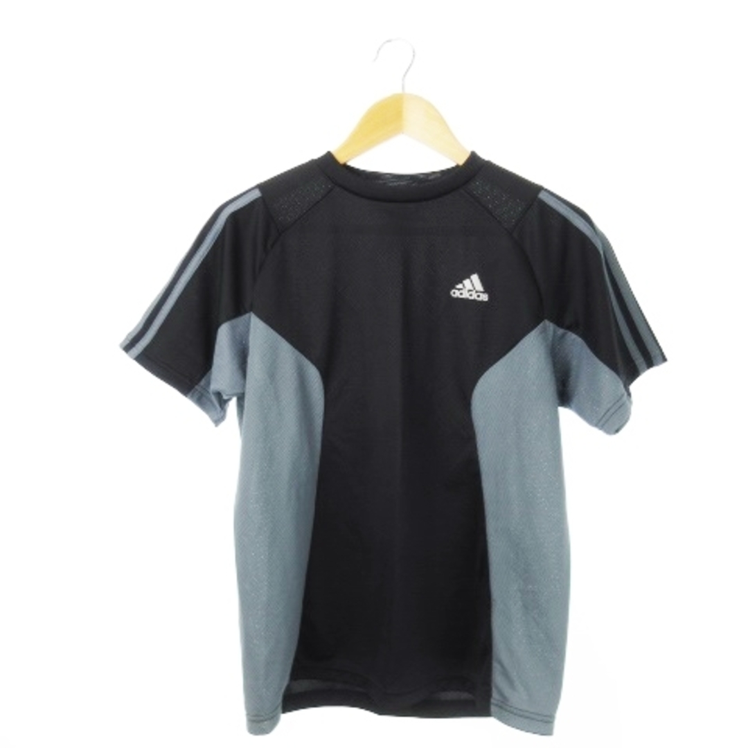 adidas(アディダス)のアディダス Tシャツ 半袖 切替 メッシュ ロゴ ライン スポーツ S 黒 スポーツ/アウトドアのサッカー/フットサル(ウェア)の商品写真