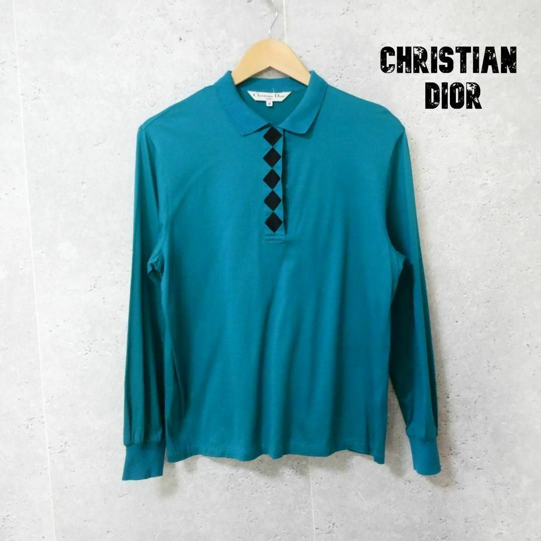 Christian Dior(クリスチャンディオール)の美品 Christian Dior ダイヤカット 長袖 ニット ポロシャツ レディースのトップス(ポロシャツ)の商品写真