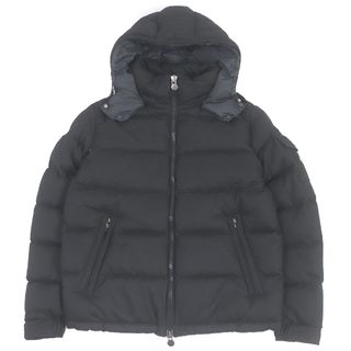 モンクレール(MONCLER)の美品□MONCLER モンクレール 20-21AW MONTGENEVRE ウール ロゴワッペン WZIP フーデッド ダウンジャケット ブラック 3 ハンガー・ガーメント付き 正規品 メンズ(ダウンジャケット)