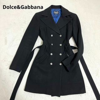 ドルチェアンドガッバーナ(DOLCE&GABBANA)の460 ドルチェアンドガッバーナ トレンチコート ブラック XS ベルト付(トレンチコート)