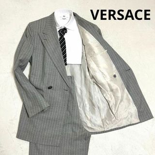 ヴェルサーチ(VERSACE)の455 ヴェルサーチ セットアップスーツ グレー 48 メデューサボタン ダブル(セットアップ)