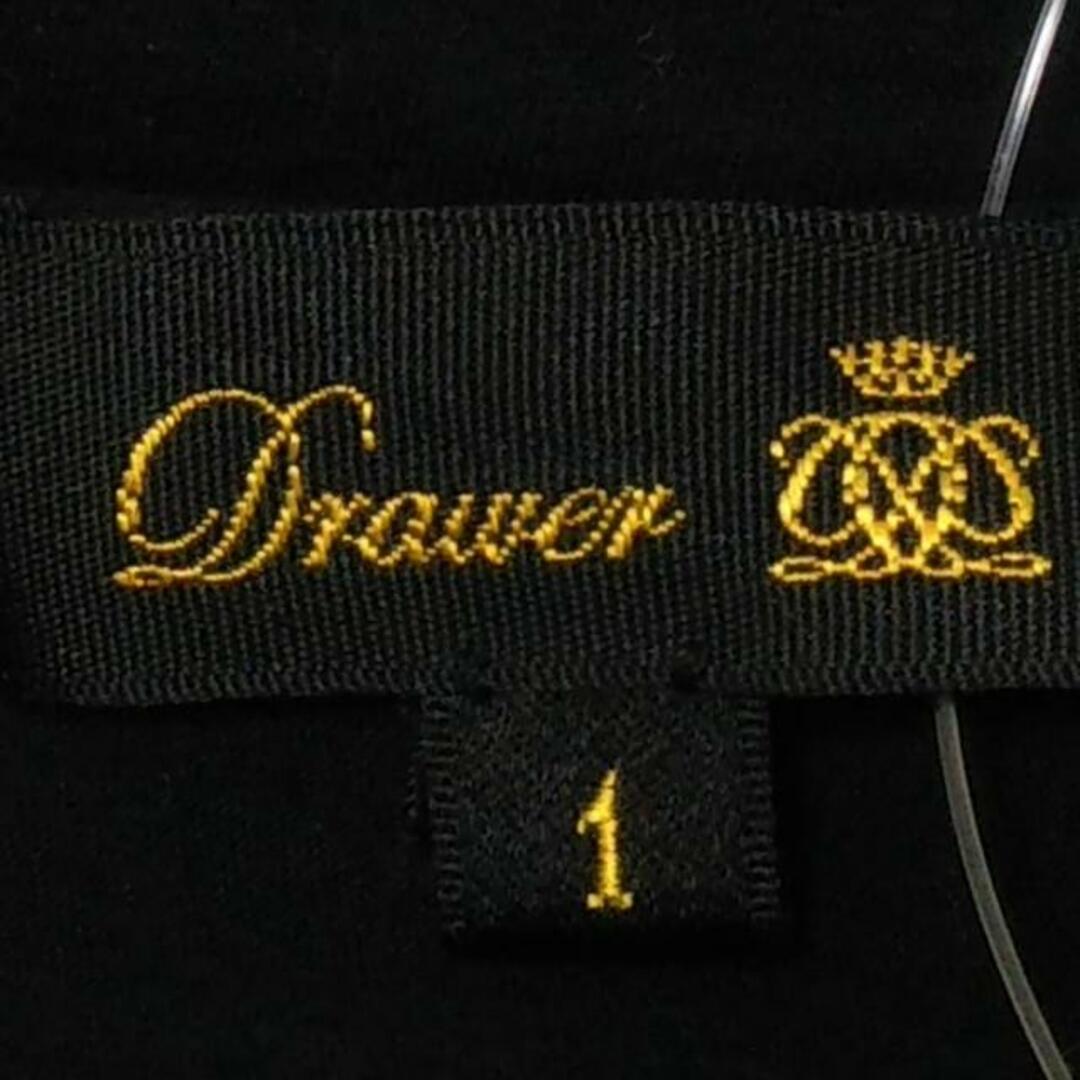 Drawer(ドゥロワー)のDrawer(ドゥロワー) 半袖カットソー サイズ1 S レディース美品  - 黒 クルーネック/フリル レディースのトップス(カットソー(半袖/袖なし))の商品写真