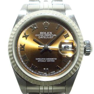 ROLEX - ROLEX(ロレックス) 腕時計 デイトジャスト 79174 レディース SS×K18WG/ビッグローマン/ホワイトレイルウェイミニッツトラック/19コマ(3コマ落ち) ブラウン