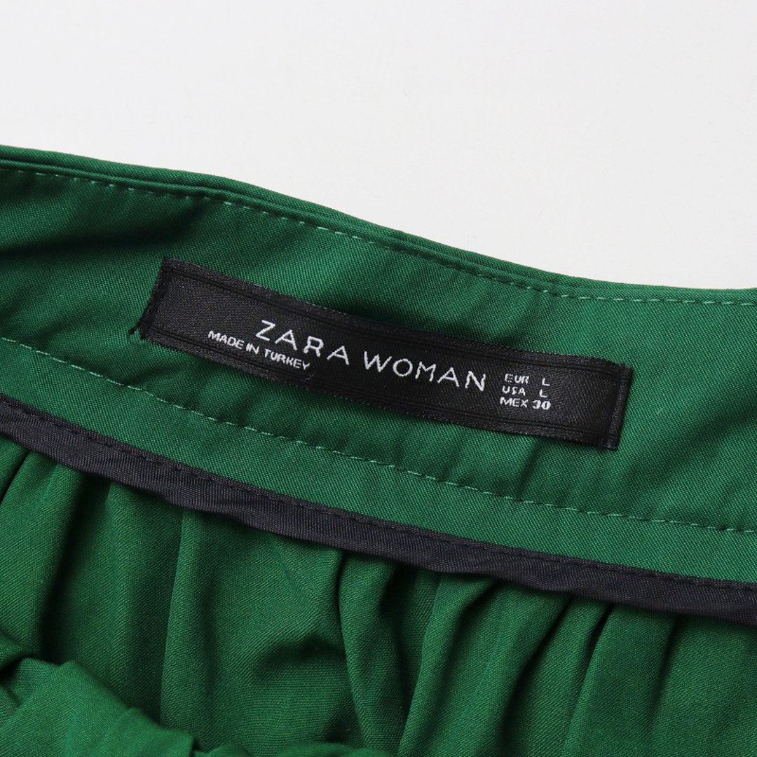 ZARA(ザラ)の大きいサイズ ザラ ZARA Woman ギャザーフレアスカート L/グリーン ボトムス【2400013786867】 レディースのスカート(ひざ丈スカート)の商品写真
