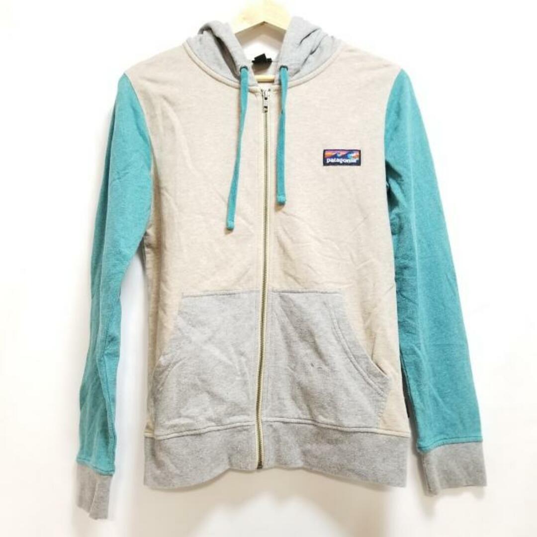 patagonia(パタゴニア)のPatagonia(パタゴニア) パーカー サイズS レディース - ベージュ×ブルーグリーン×グレー 長袖/ジップアップ/秋/冬 レディースのトップス(パーカー)の商品写真