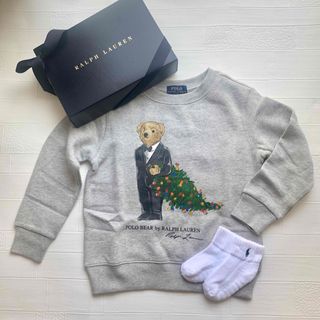 ラルフローレン(Ralph Lauren)の4t110cm 長袖　グレー　ベア　トレーナー　フリース(Tシャツ/カットソー)