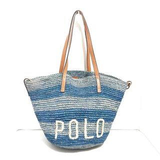 POLO RALPH LAUREN - POLObyRalphLauren(ポロラルフローレン) トートバッグ - ネイビー×ライトブルー かごバッグ ストロー×レザー