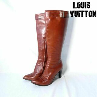 LOUIS VUITTON - 良品 Louis Vuitton レザー ベルト ハイヒール ジョッキーブーツ
