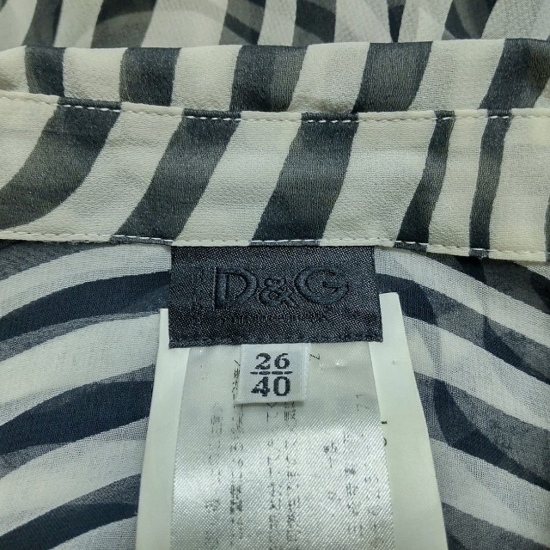 D&G(ディーアンドジー)のD&G(ディーアンドジー) 長袖シャツブラウス サイズ26/40 レディース - ライトグレー×黒 シースルー/ゼブラ柄 レディースのトップス(シャツ/ブラウス(長袖/七分))の商品写真