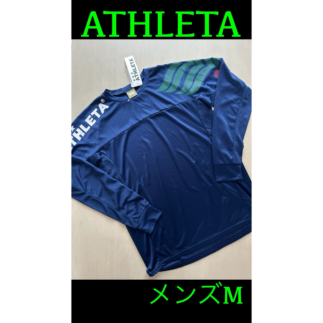 ATHLETA(アスレタ)の新品タグ付き　メンズM ATHLETAアスレタ　プラクティスシャツ　ネイビー スポーツ/アウトドアのサッカー/フットサル(ウェア)の商品写真