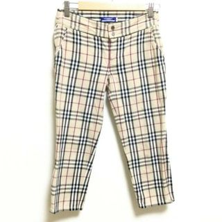 バーバリーブルーレーベル(BURBERRY BLUE LABEL)のBurberry Blue Label(バーバリーブルーレーベル) パンツ サイズ34 S レディース - ベージュ×黒×ボルドー クロップド(半端丈)/チェック柄(その他)