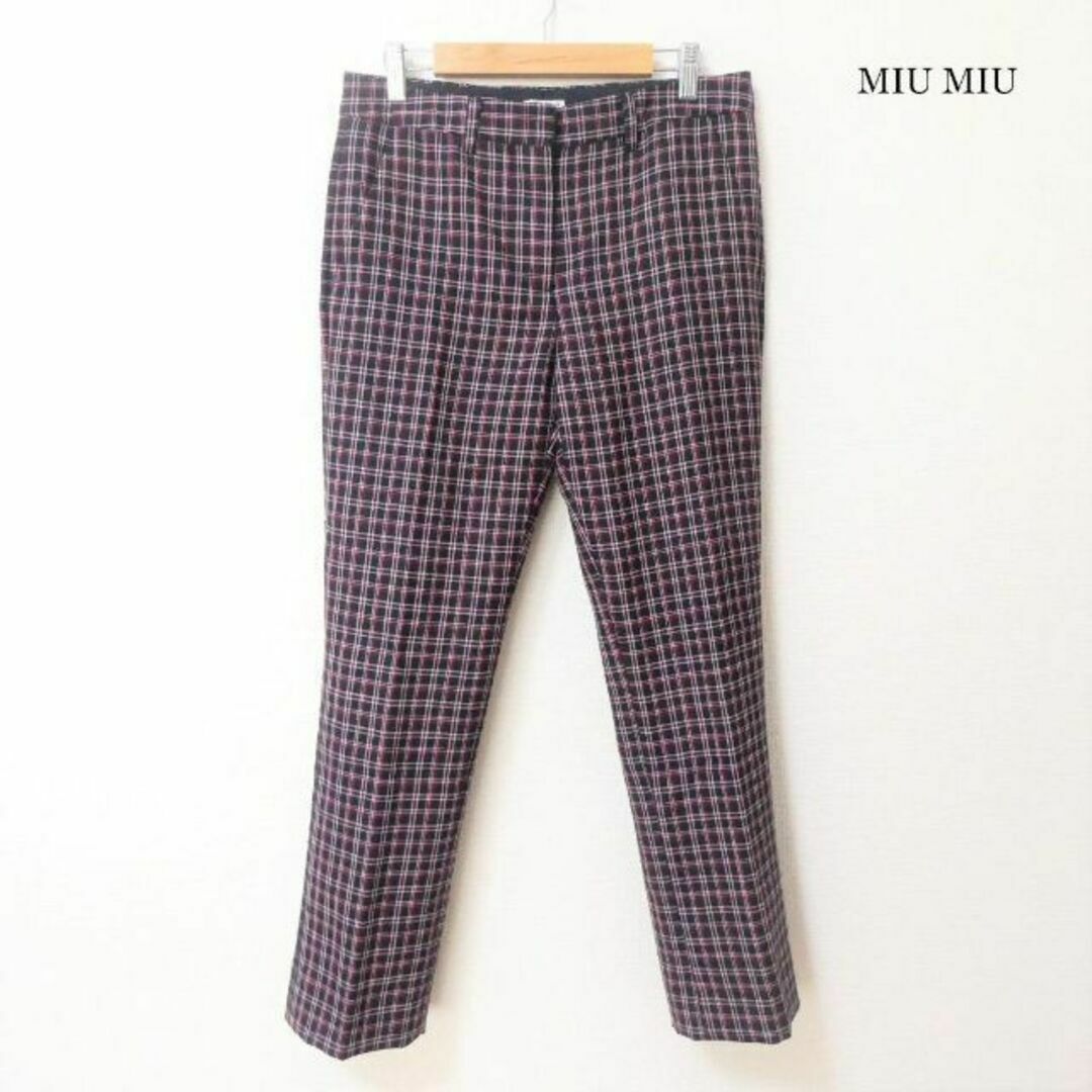 miumiu(ミュウミュウ)の美品 ミュウミュウ マドラスチェック柄 スリム ストレート パンツ スラックス メンズのパンツ(スラックス)の商品写真