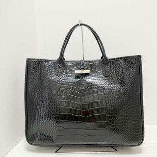 ロンシャン(LONGCHAMP)のLONGCHAMP(ロンシャン) トートバッグ ロゾ 黒 型押し加工 レザー(トートバッグ)