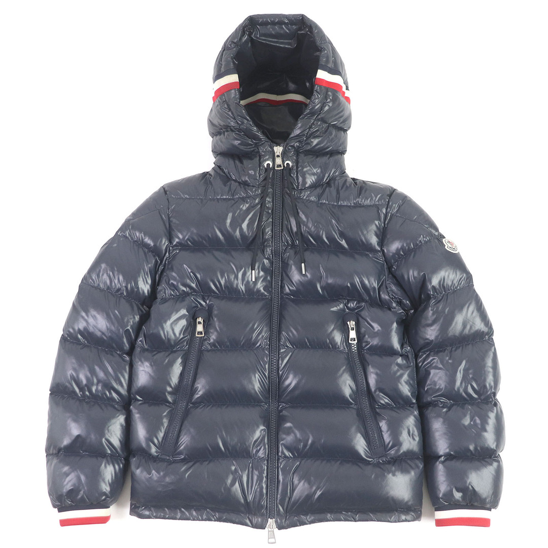 MONCLER(モンクレール)の美品□MONCLER モンクレール 18-19AW ALBERIC トリコロール WZIP フーデッド ダウンジャケット ネイビー 0 ハンガー付き 正規品 メンズ メンズのジャケット/アウター(ダウンジャケット)の商品写真