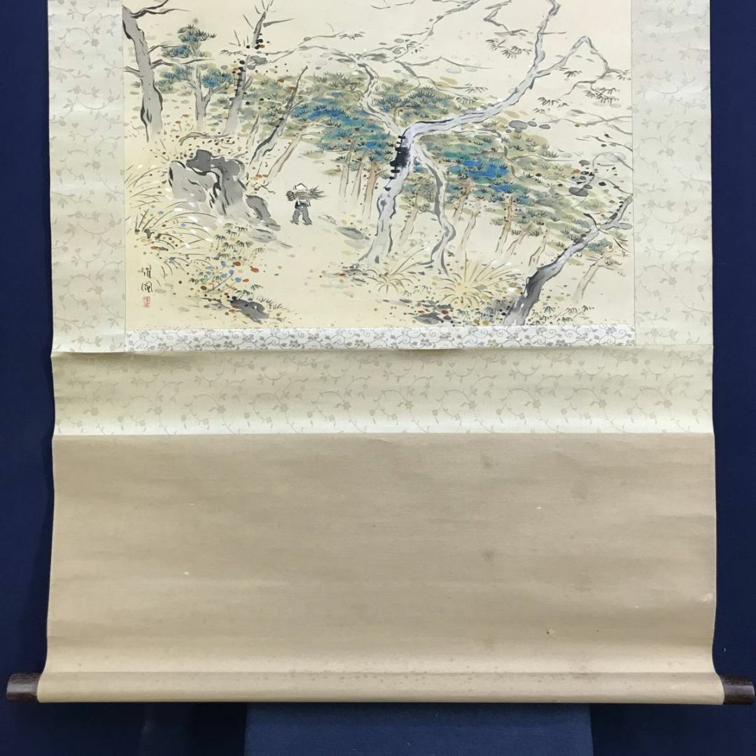 作者不詳/秋山帰樵図/山水図/秋山風景図/雲高気静/掛軸/名家伝来 作者不詳/秋山帰樵図/山水図/秋山風景図/雲高気静/掛軸/名家伝来