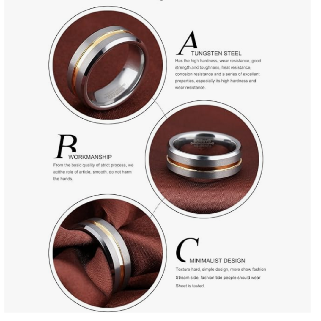 【RN137】リング　アクセサリー  　メンズ 　オレンジ　タングステン 　指輪 メンズのアクセサリー(リング(指輪))の商品写真