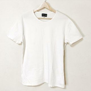 エンポリオアルマーニ(Emporio Armani)のEMPORIOARMANI(エンポリオアルマーニ) 半袖Tシャツ サイズXXL XL レディース - アイボリー×シルバー クルーネック/ラインストーン(Tシャツ(半袖/袖なし))