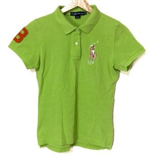 ポロラルフローレン(POLO RALPH LAUREN)のPOLObyRalphLauren(ポロラルフローレン) 半袖ポロシャツ サイズM レディース ビッグポニー ライトグリーン×ブラウン×マルチ(ポロシャツ)