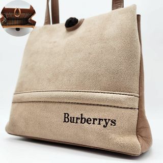 バーバリー(BURBERRY)のバーバリー ミニトート ノバチェック カメリア レザー スエード 切替 ベージュ(トートバッグ)