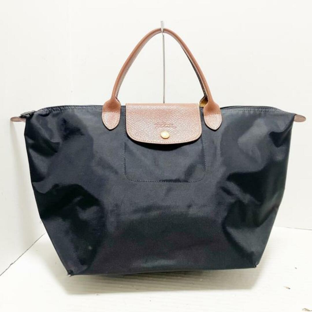 LONGCHAMP(ロンシャン)のLONGCHAMP(ロンシャン) ハンドバッグ ル・プリアージュオリジナル 黒×ブラウン 折りたたみ ナイロン×レザー レディースのバッグ(ハンドバッグ)の商品写真