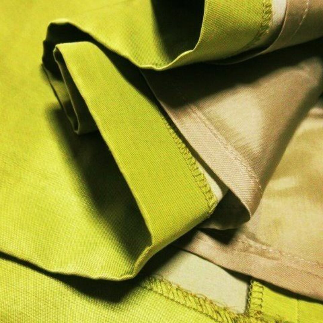 IENA(イエナ)のイエナ フレアスカート ナイロン混 麻混 40 黄緑 210628CK3A レディースのスカート(ひざ丈スカート)の商品写真