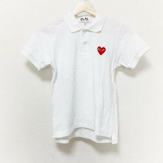 PLAY COMMEdesGARCONS(プレイコムデギャルソン) 半袖ポロシャツ サイズS レディース美品  - 白×レッド ハート(ポロシャツ)