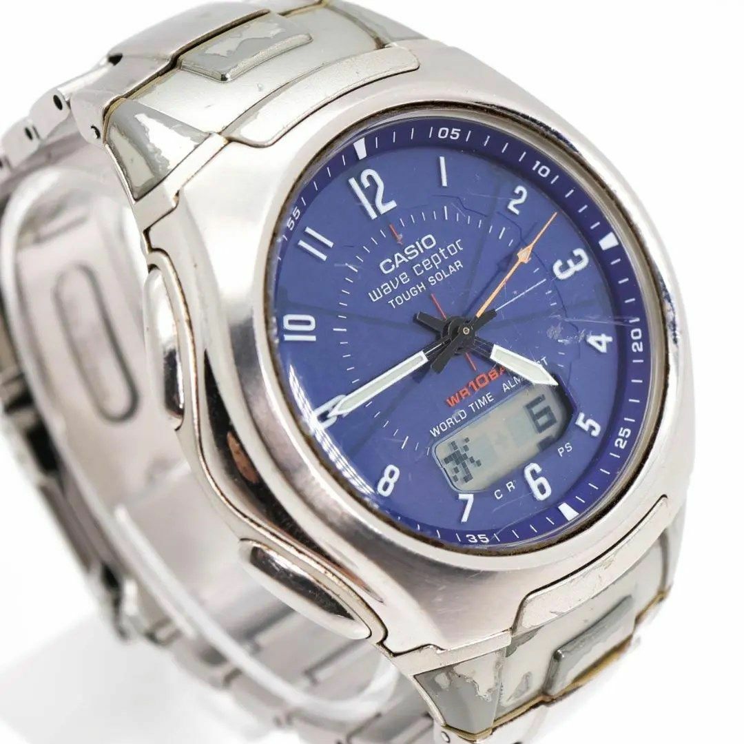 CASIO(カシオ)の《一点物》CASIO wave ceptor 腕時計 電波ソーラー ネイビーx メンズの時計(腕時計(アナログ))の商品写真