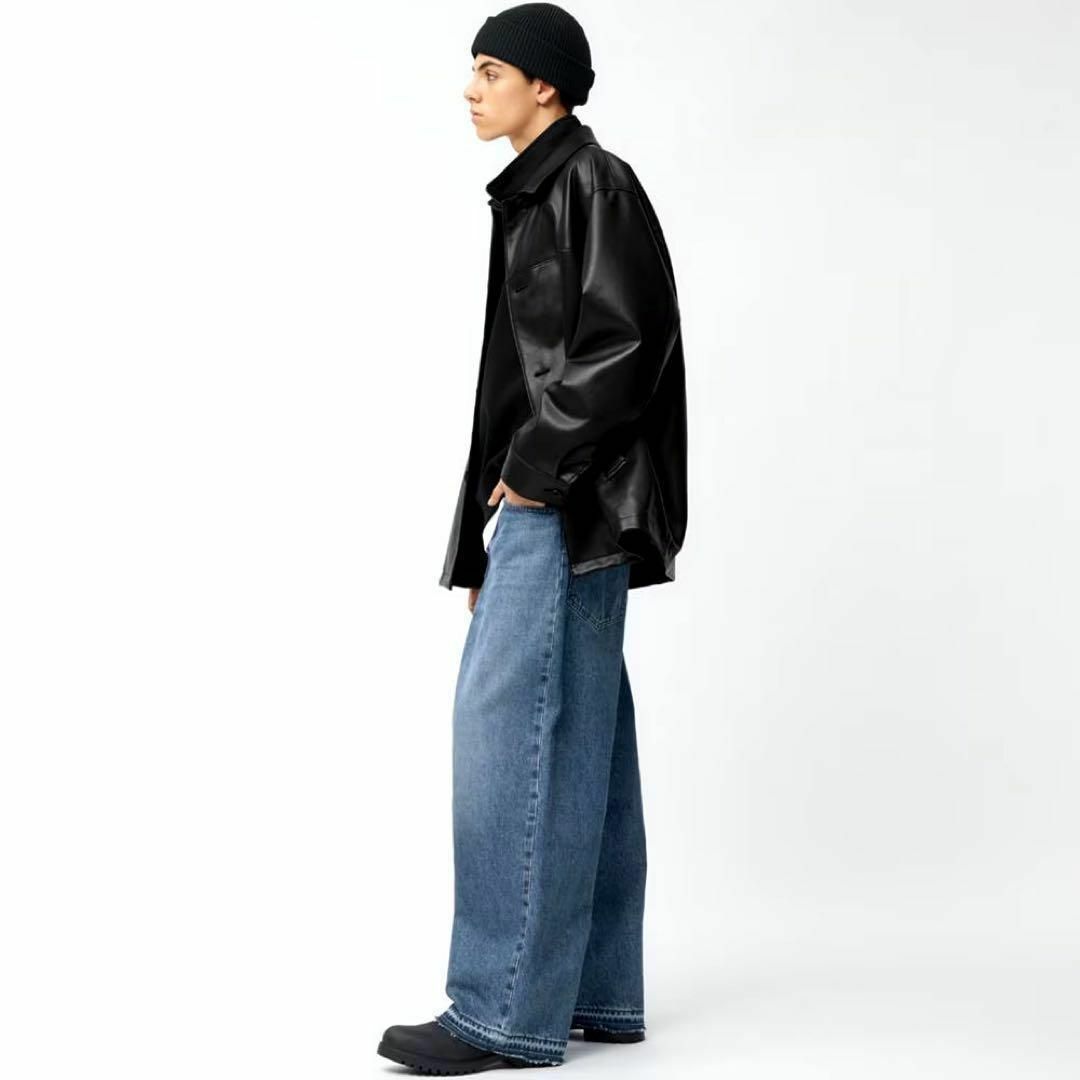 GU(ジーユー)の新品 GU ユニクロ スーパーバギージーンズ ワイドパンツ ジーパン 黒色 M メンズのパンツ(デニム/ジーンズ)の商品写真