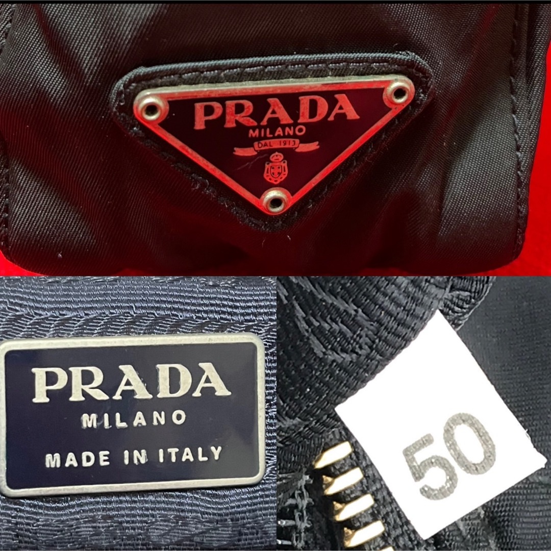 PRADA(プラダ)の美品　PRADA プラダ　三角ロゴ　ナイロン　チェーンショルダーバッグ　黒×金 レディースのバッグ(ショルダーバッグ)の商品写真