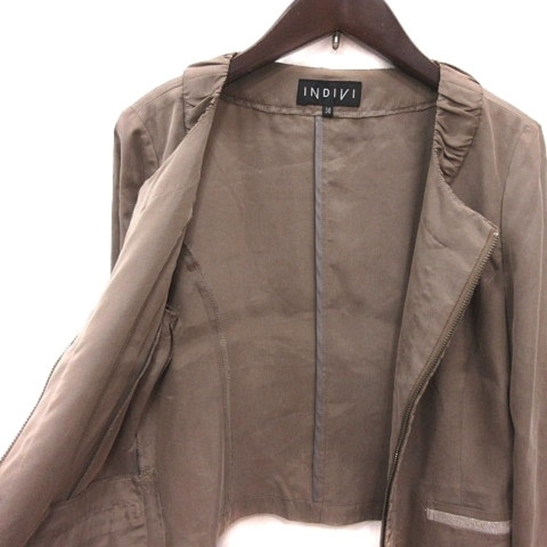 INDIVI(インディヴィ)のインディヴィ INDIVI ノーカラージャケット 長袖 38 ベージュ /MS レディースのジャケット/アウター(その他)の商品写真